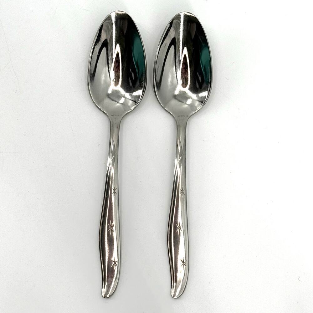 MAR-CREST Set of 2 Atomic Starburst MCM Small Serving Spoons Stainless USA Made
